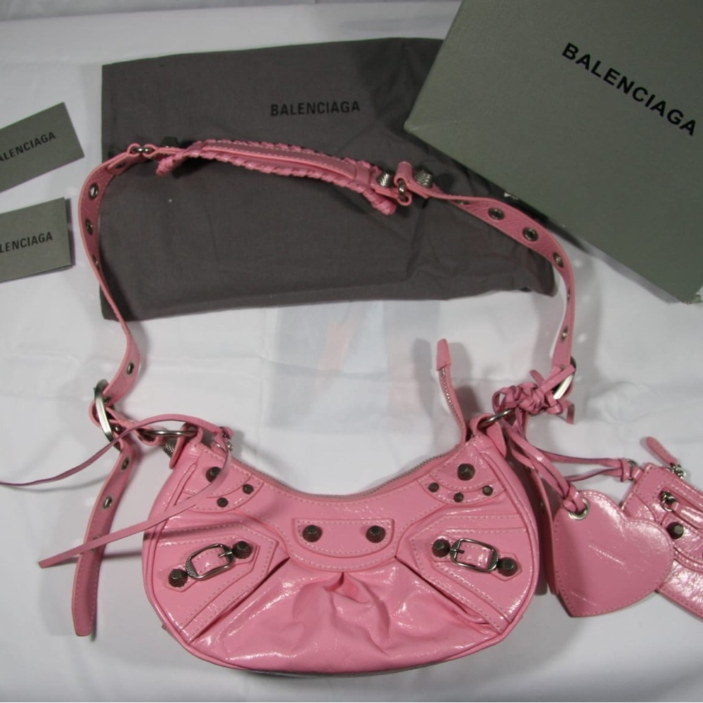Balenciaga Pink Cosmetic Bag with Embossed Tag